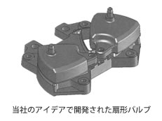 当社のアイデアで開発された扇形バルプ